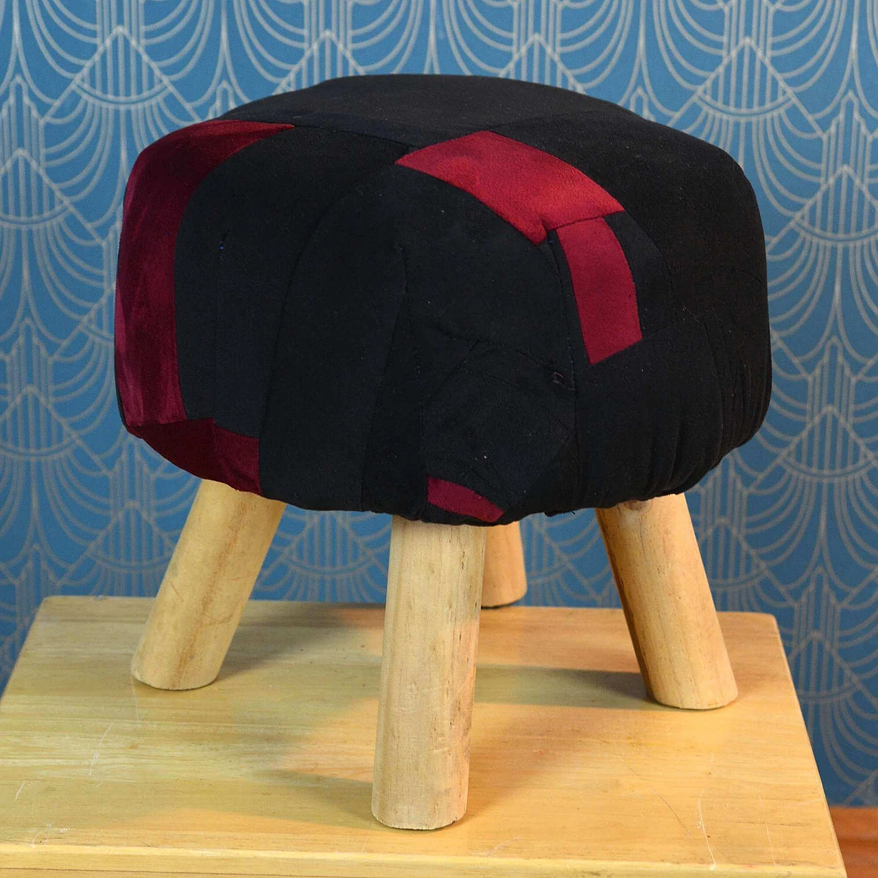 Scandinavian patchwork stool, 1990s 3