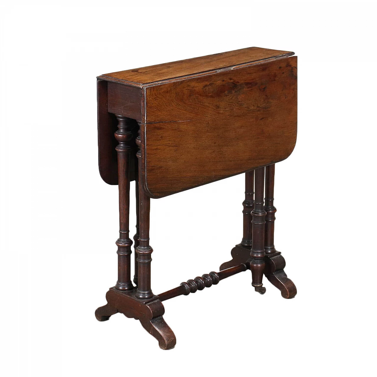 Side table with lateral flaps in rosewood 1