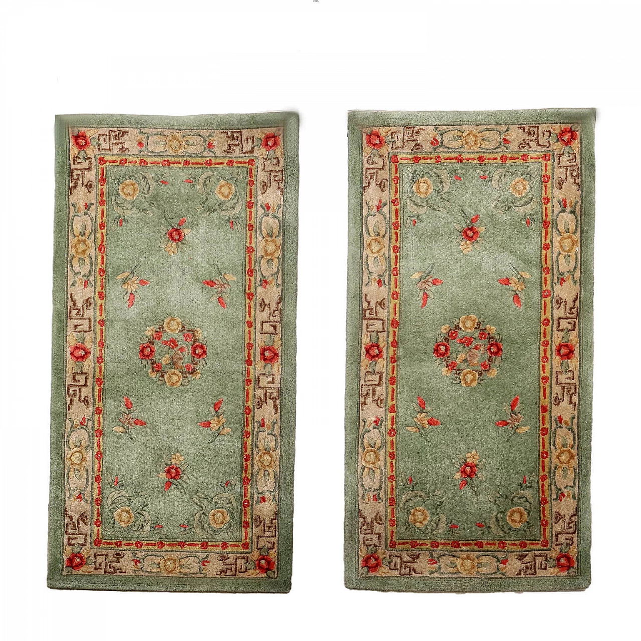 Coppia di tappeti Pechino in cotone e lana 1