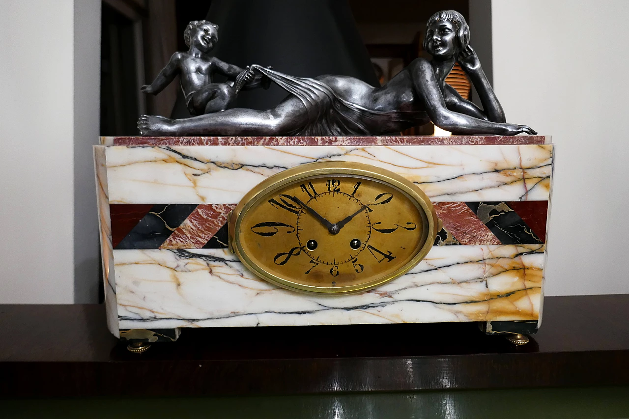 Marble clock in Art Deco style, 1930s 1