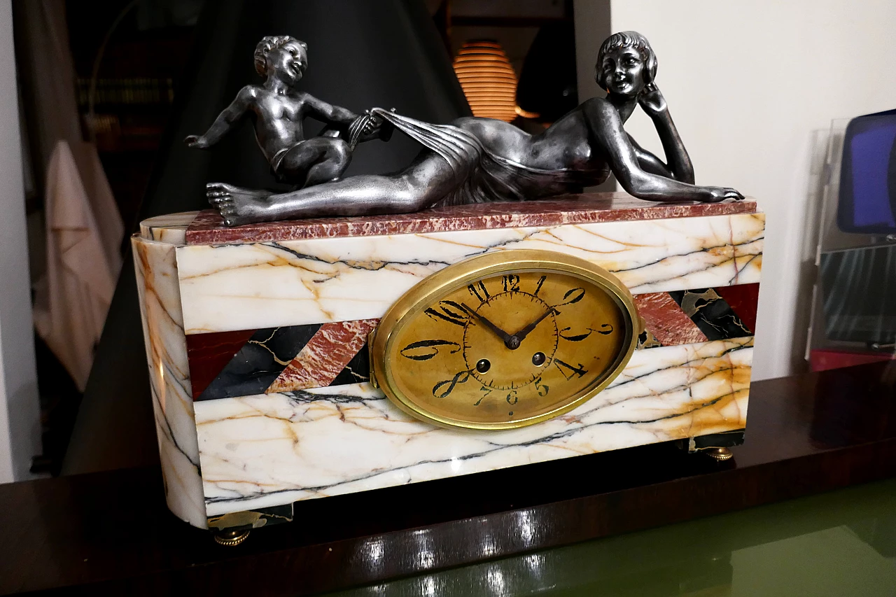 Marble clock in Art Deco style, 1930s 4