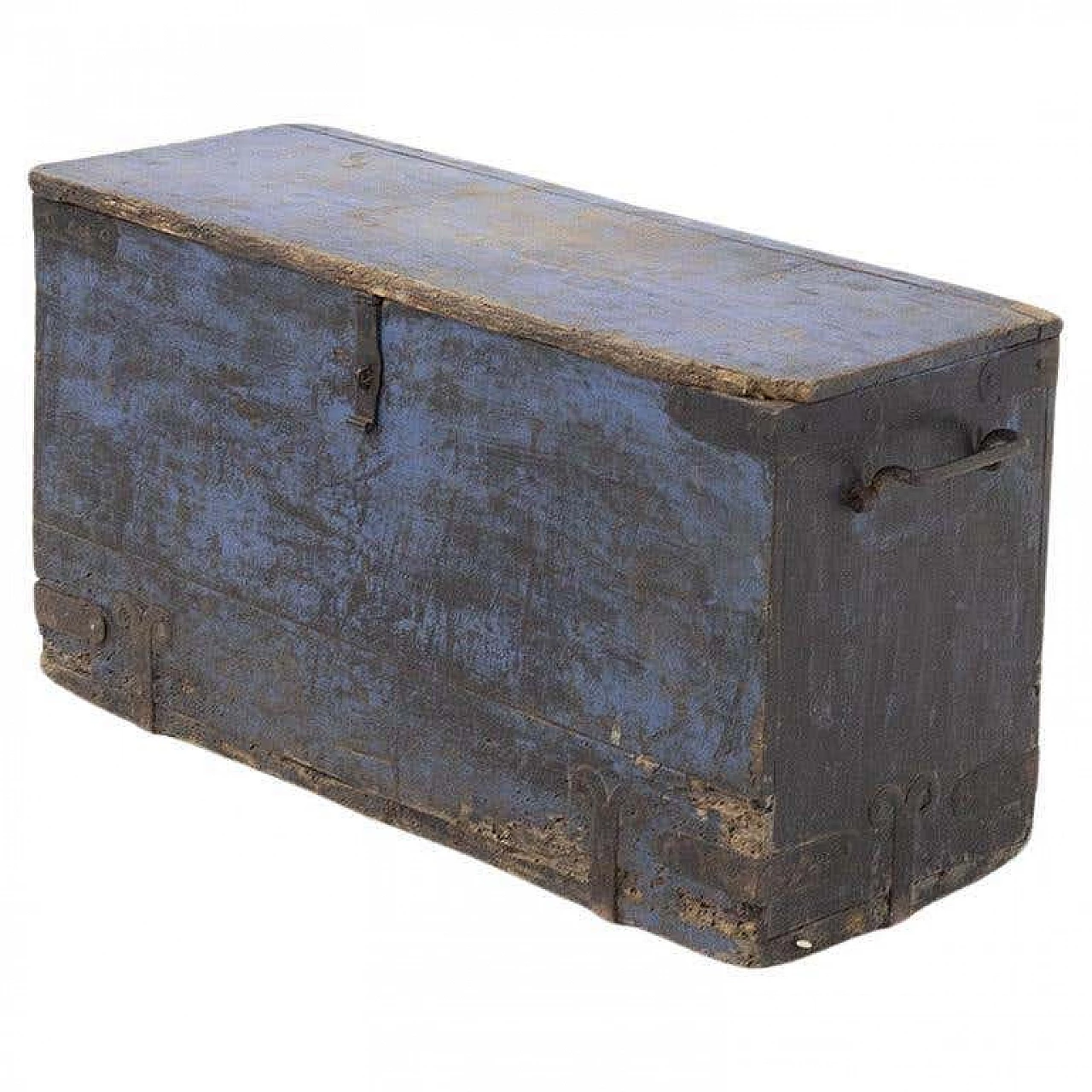 Blue wooden decorative trunk in the Fané style, 1920s 8