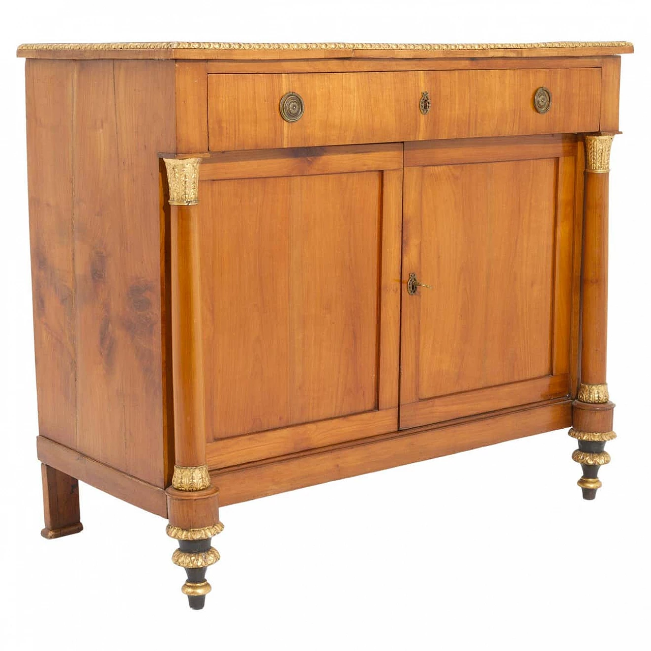 Walnut sideboard with two doors and central drawer, early 20th century 7