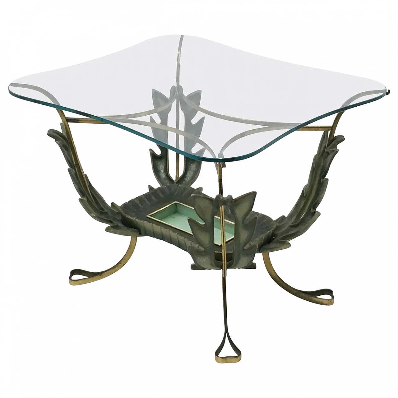 Tavolino in ottone e metallo verniciato di Pierluigi Colli, anni '50 1