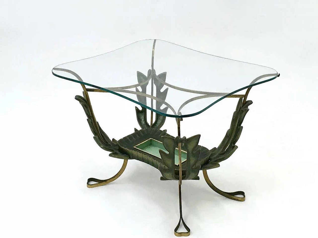Tavolino in ottone e metallo verniciato di Pierluigi Colli, anni '50 2