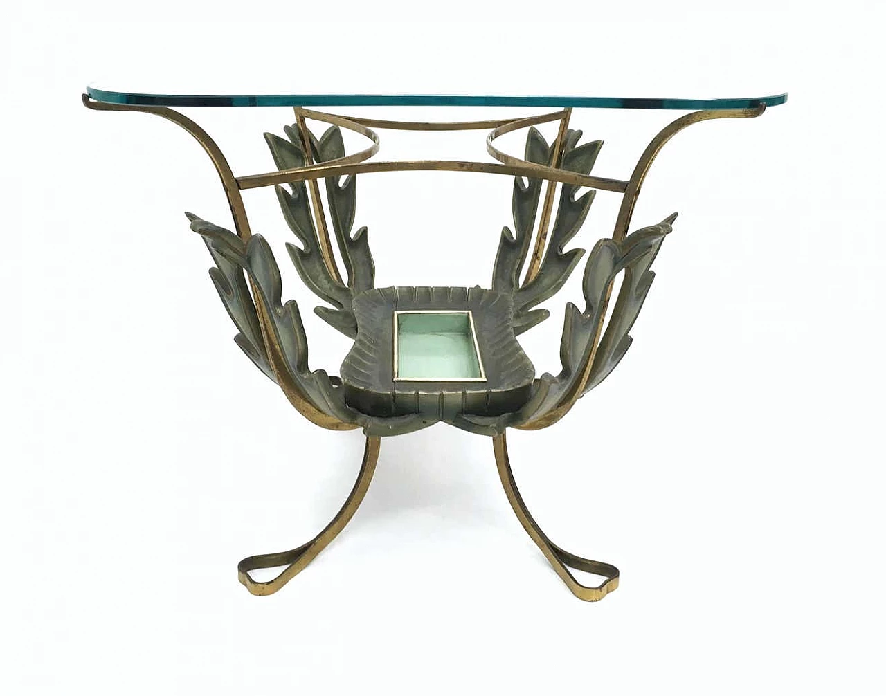 Tavolino in ottone e metallo verniciato di Pierluigi Colli, anni '50 5