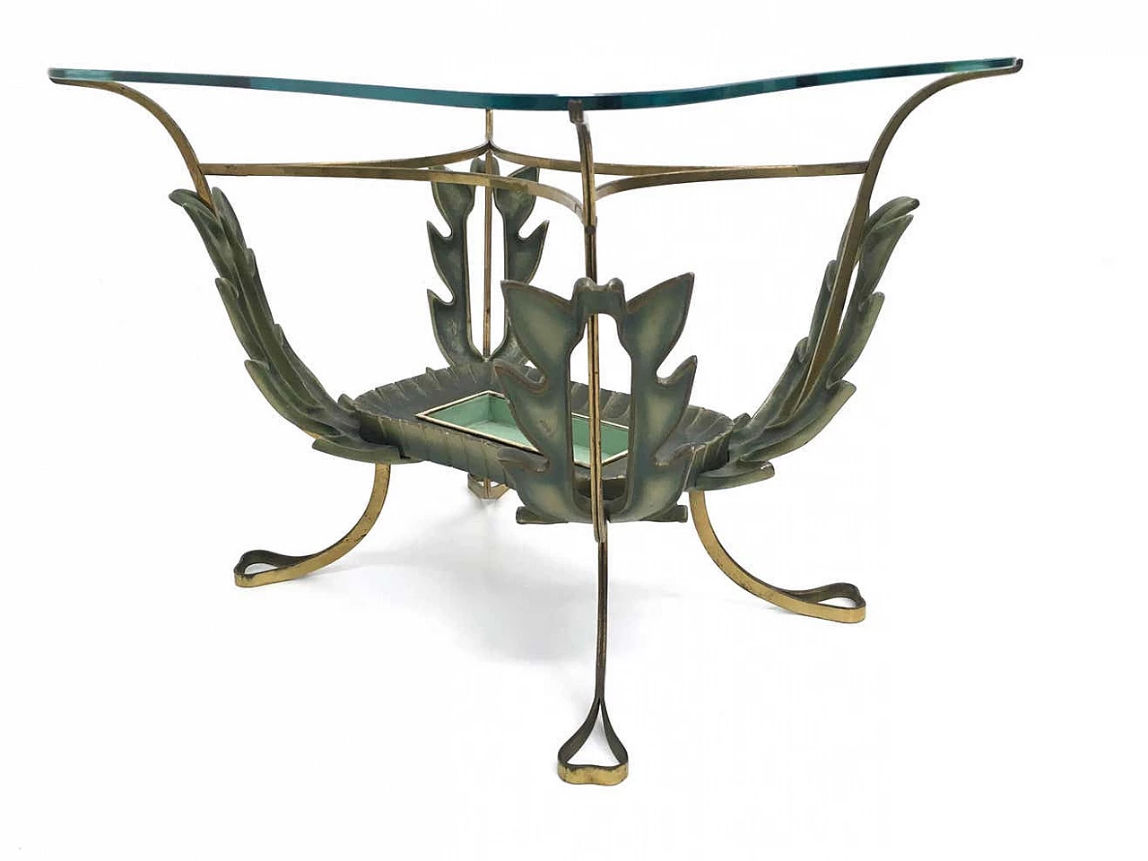 Tavolino in ottone e metallo verniciato di Pierluigi Colli, anni '50 6