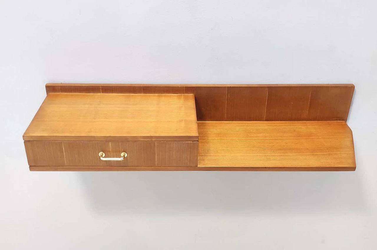 Wall-mounted console table in beech and oak in the style of Ico Parisi, 1950s 2
