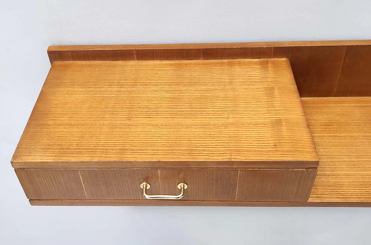 Wall-mounted console table in beech and oak in the style of Ico Parisi, 1950s 3