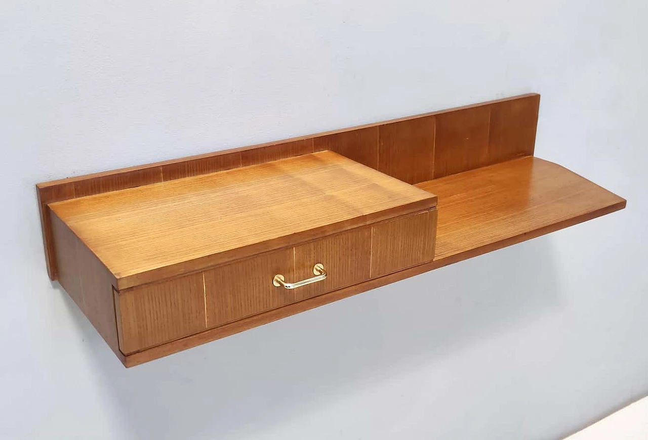 Wall-mounted console table in beech and oak in the style of Ico Parisi, 1950s 4