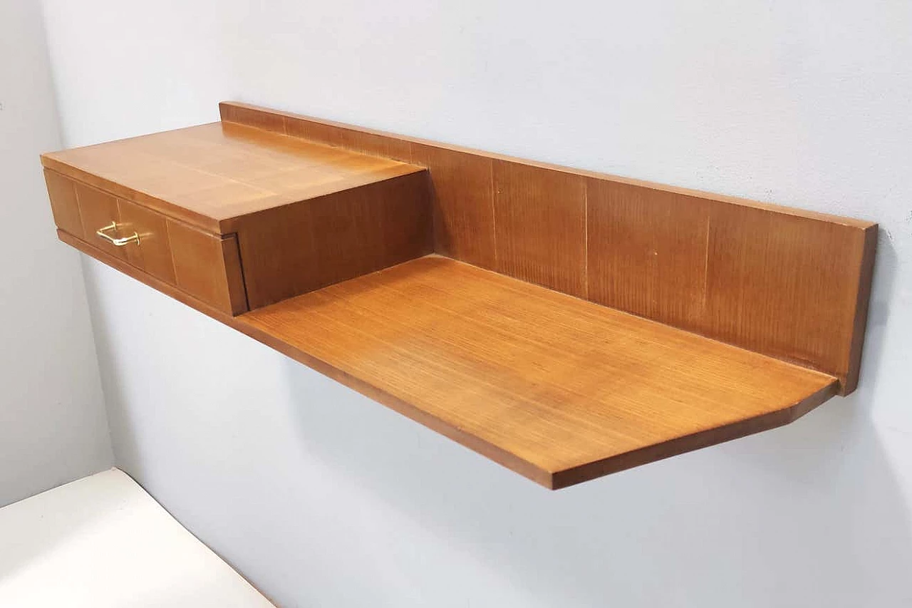 Wall-mounted console table in beech and oak in the style of Ico Parisi, 1950s 6