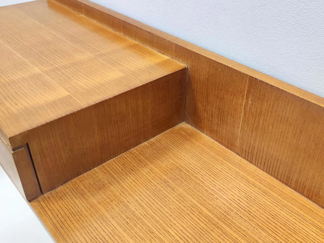 Wall-mounted console table in beech and oak in the style of Ico Parisi, 1950s 7