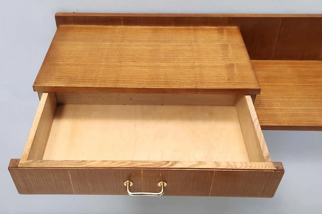 Wall-mounted console table in beech and oak in the style of Ico Parisi, 1950s 8