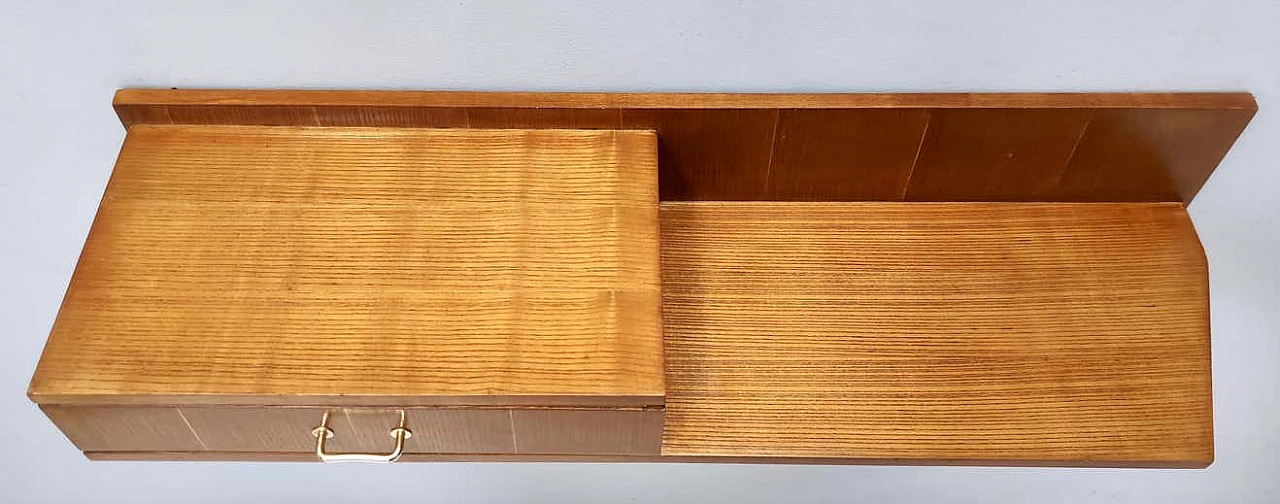 Wall-mounted console table in beech and oak in the style of Ico Parisi, 1950s 10