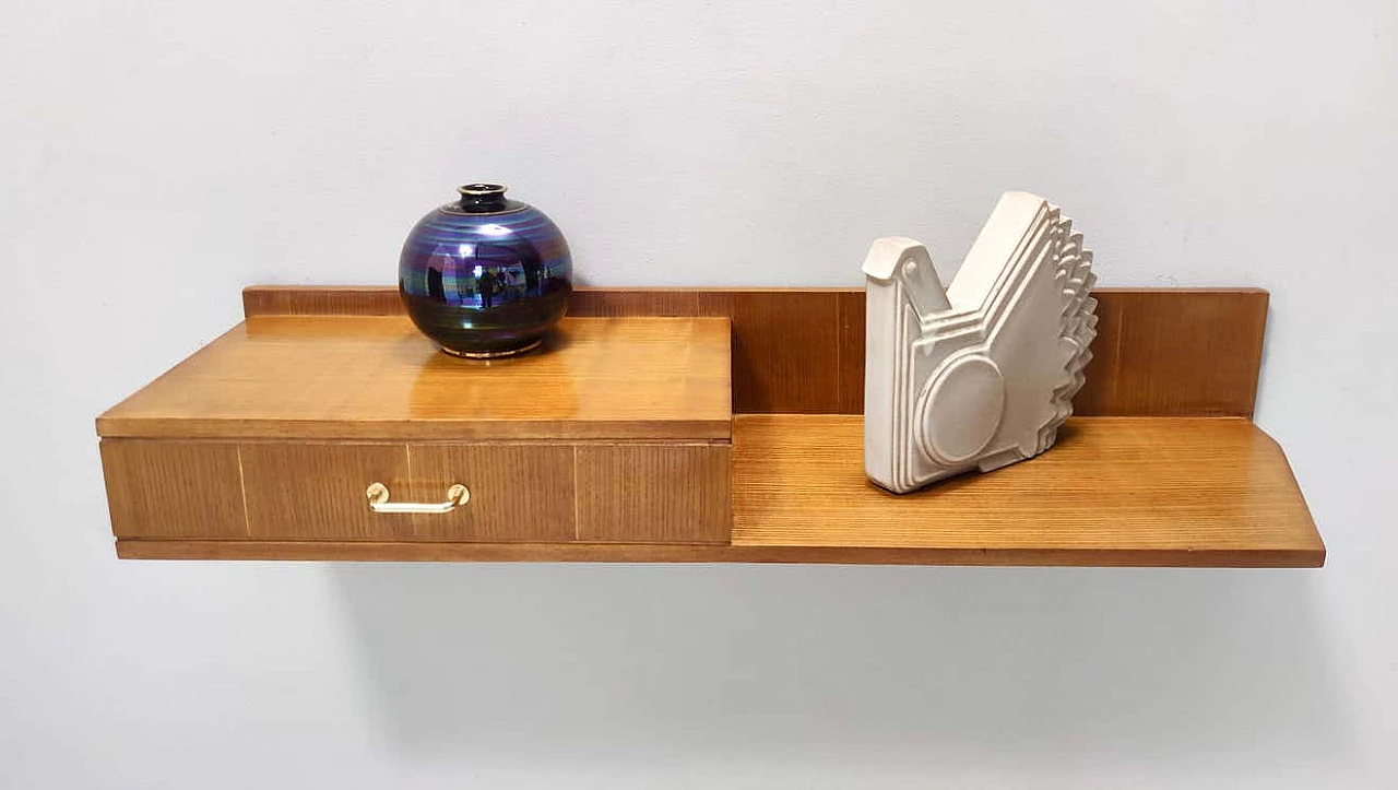 Wall-mounted console table in beech and oak in the style of Ico Parisi, 1950s 13