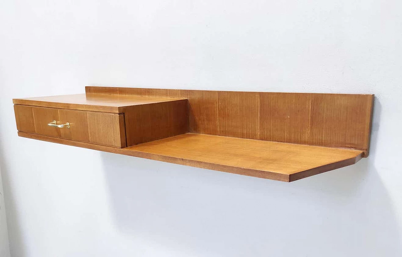 Wall-mounted console table in beech and oak in the style of Ico Parisi, 1950s 16