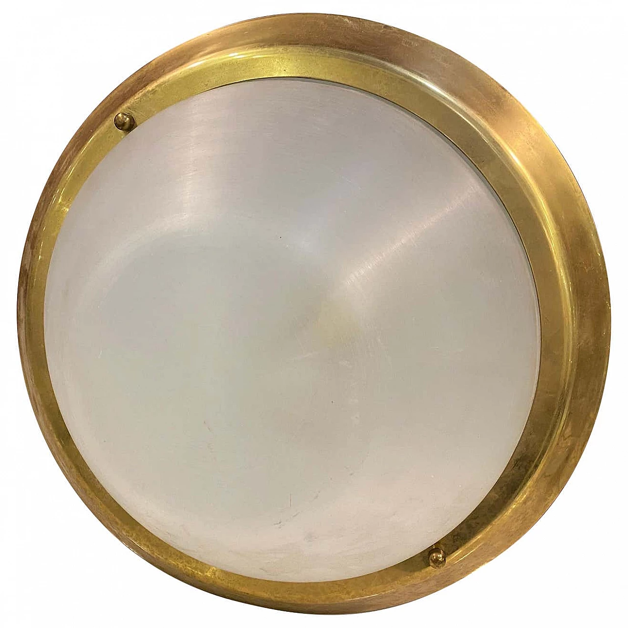 Brass and plexiglass round ceiling lamp, 1970s 1