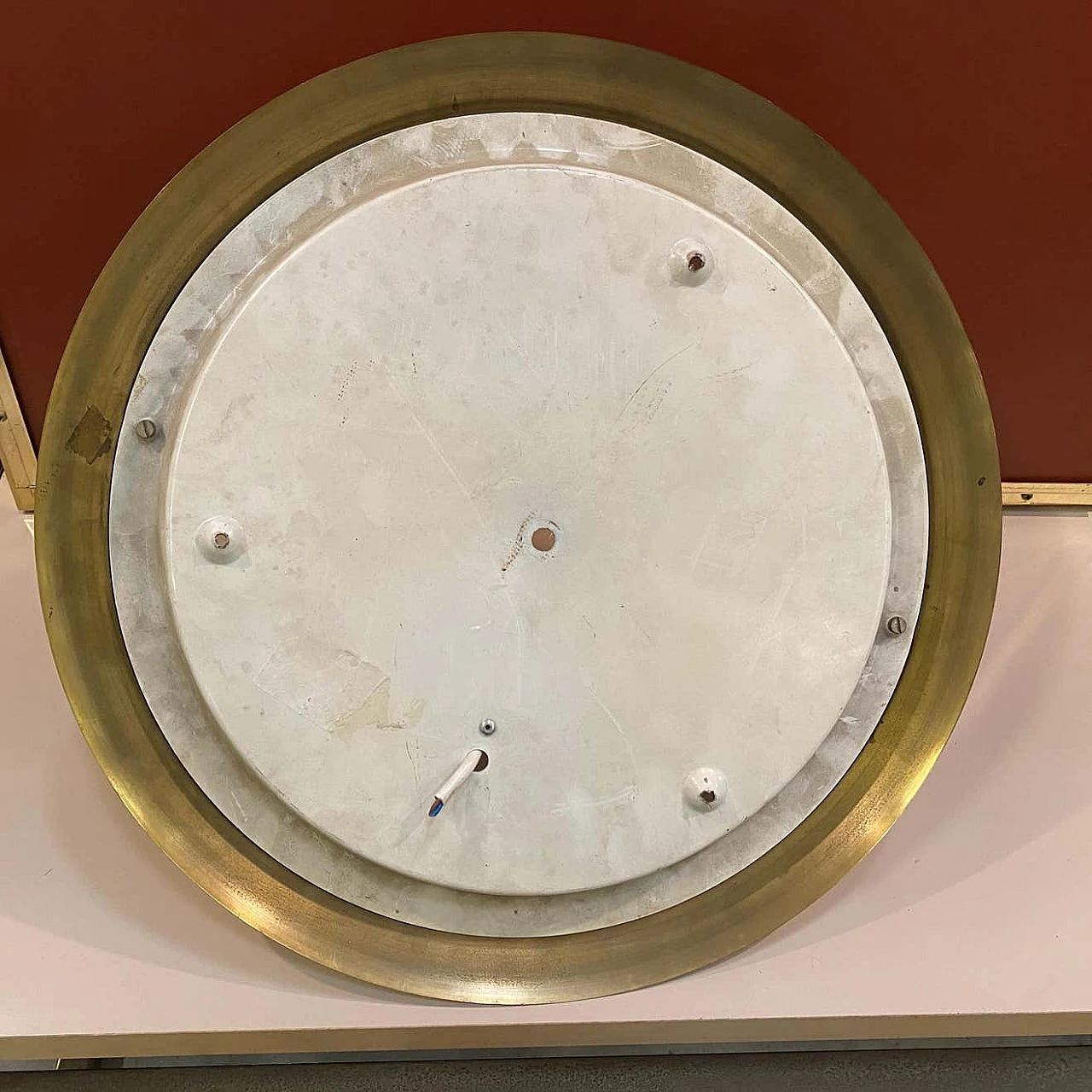 Brass and plexiglass round ceiling lamp, 1970s 8