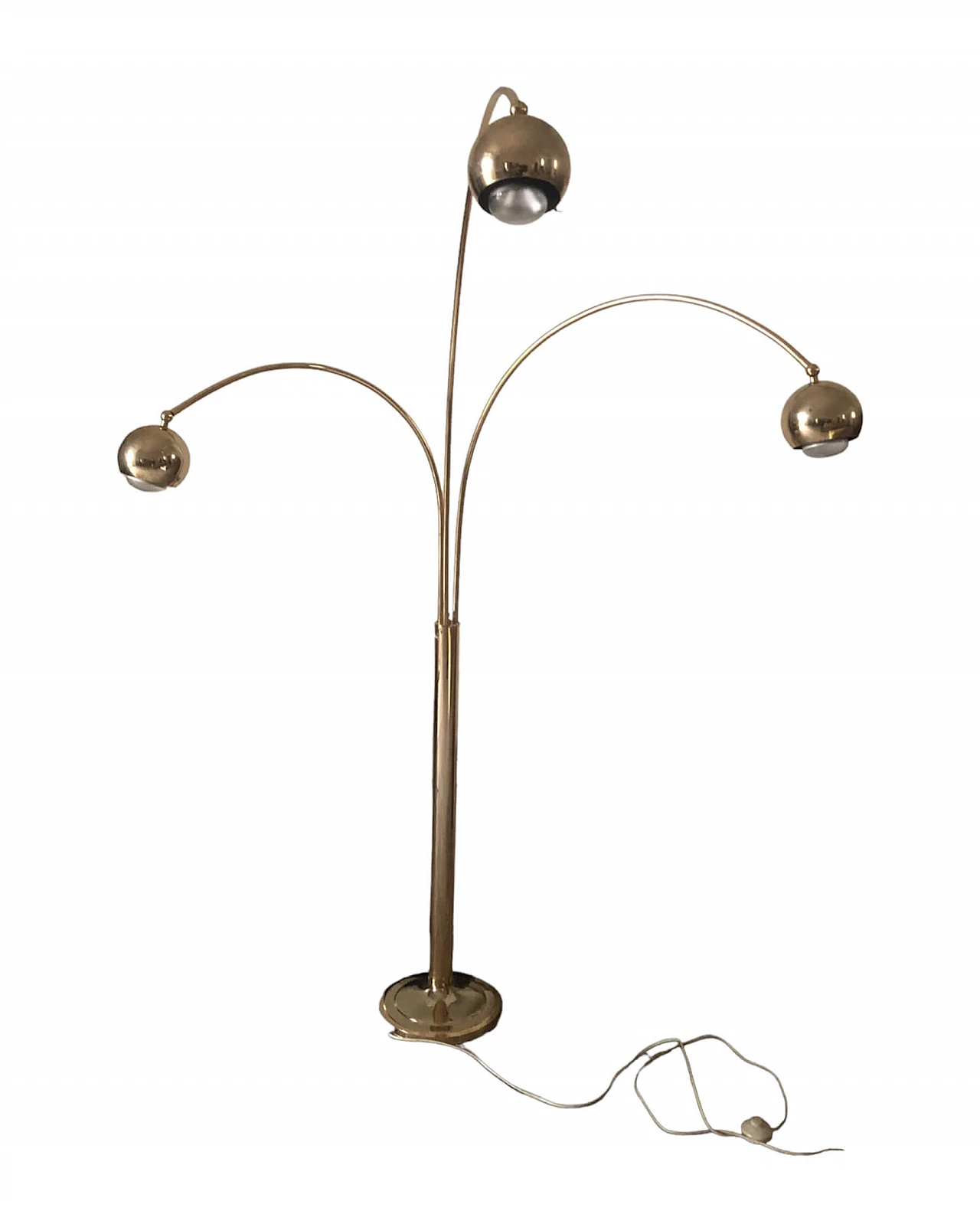 3-light brass lamp in the Reggiani style, 1970s 1