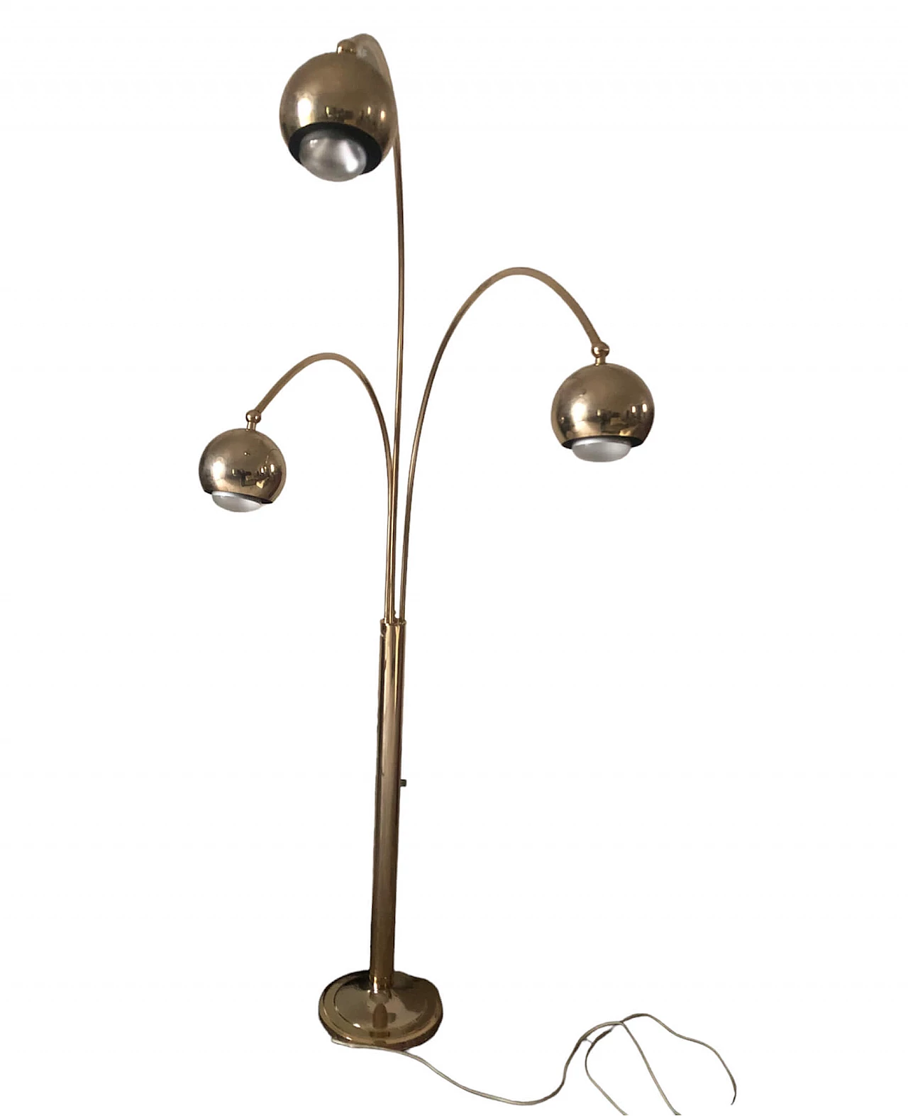 3-light brass lamp in the Reggiani style, 1970s 3