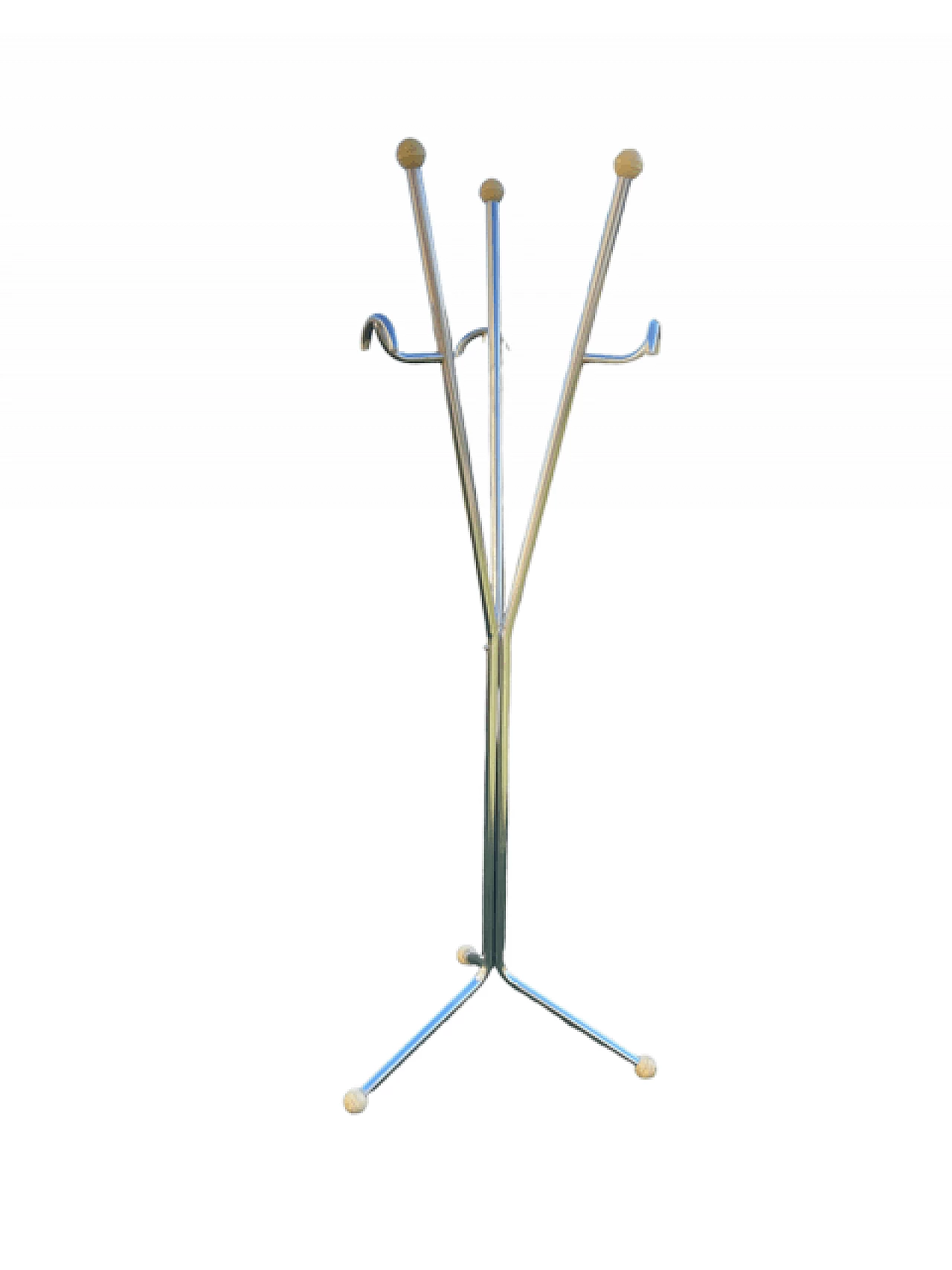 Appendiabiti a tre bracci in metallo cromato, anni '70 1