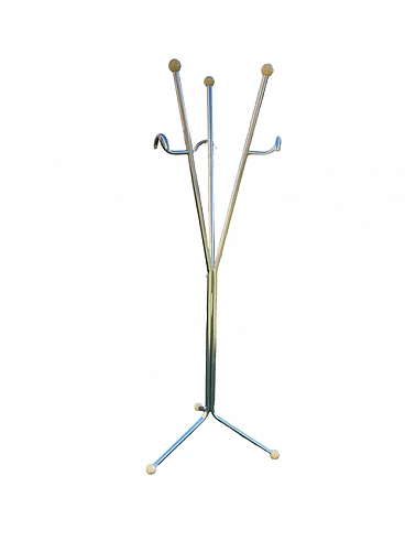 Appendiabiti a tre bracci in metallo cromato, anni '70