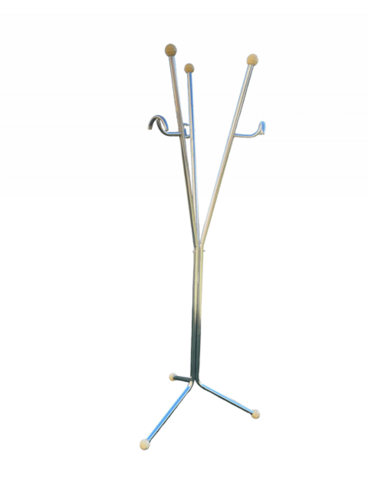 Appendiabiti a tre bracci in metallo cromato, anni '70 2