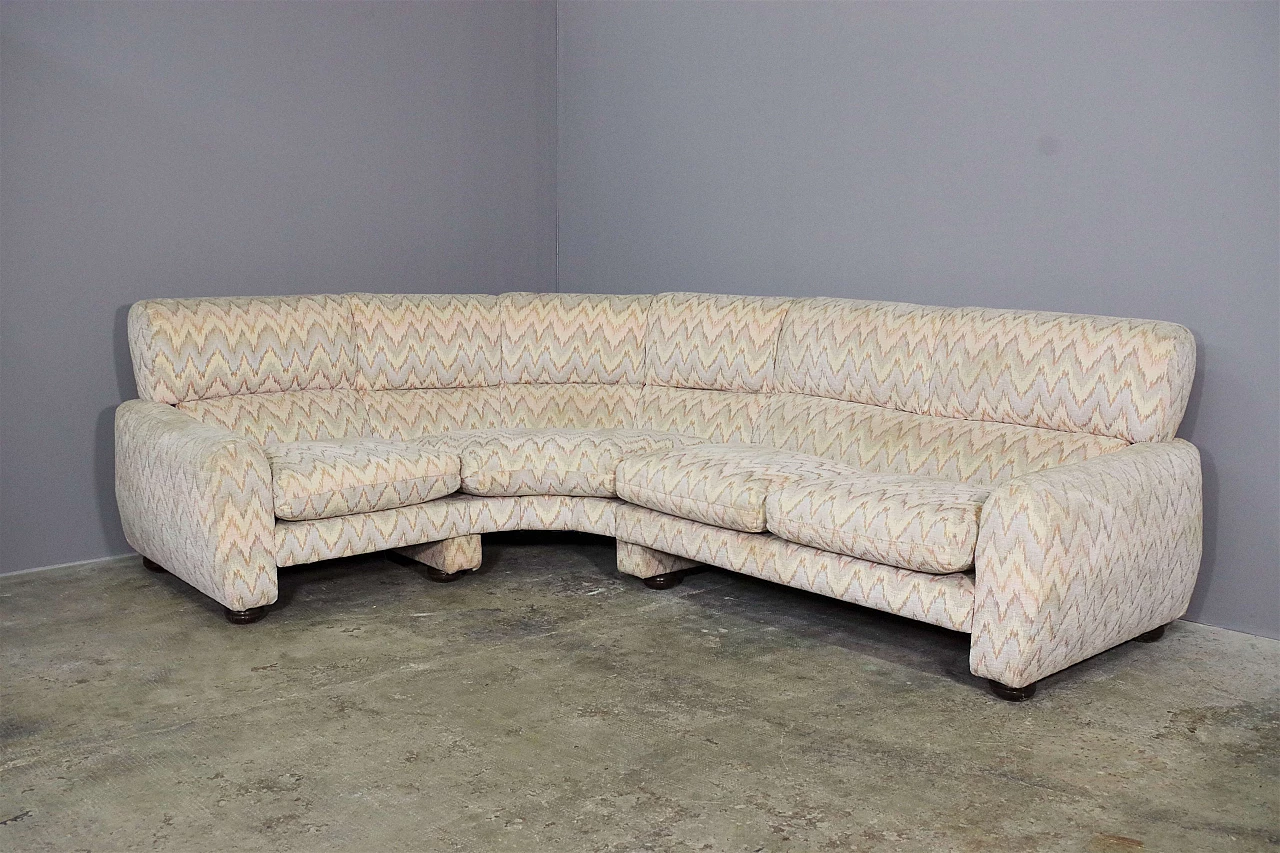 Divano in tessuto beige nello stile di Missoni, anni '70 1