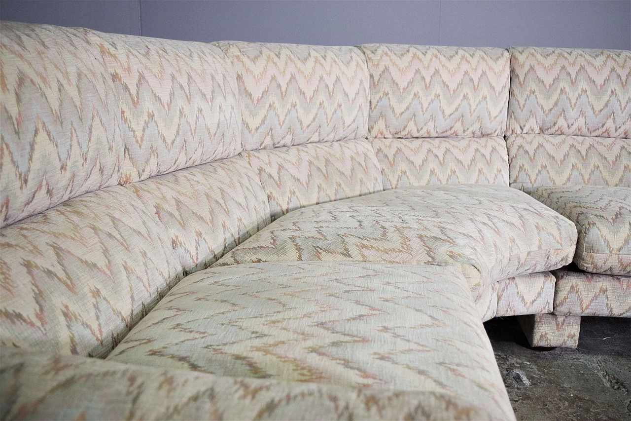 Divano in tessuto beige nello stile di Missoni, anni '70 7