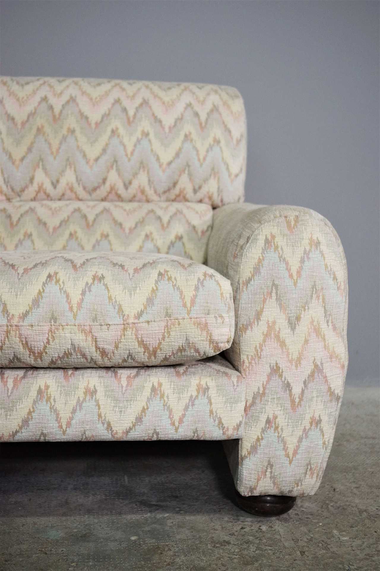 Divano in tessuto beige nello stile di Missoni, anni '70 8