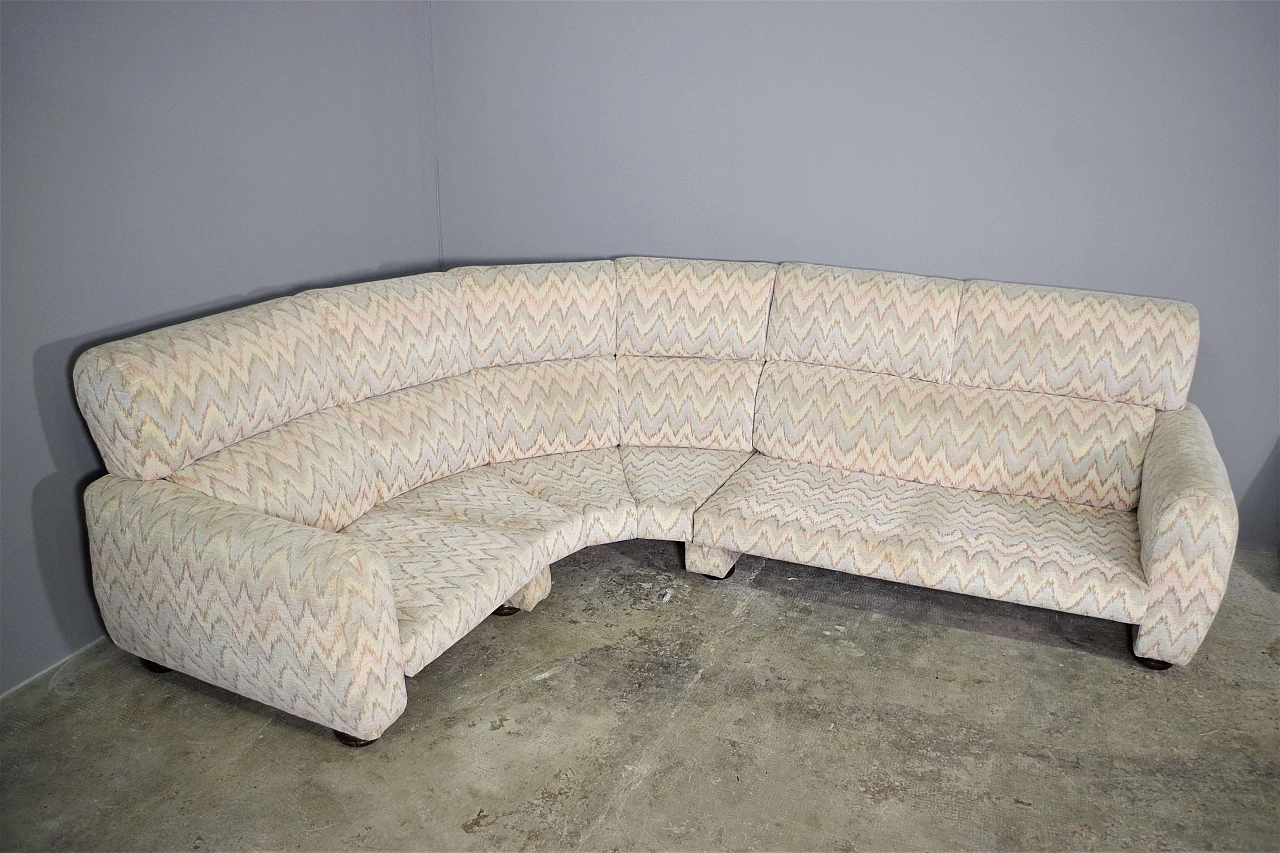 Divano in tessuto beige nello stile di Missoni, anni '70 10