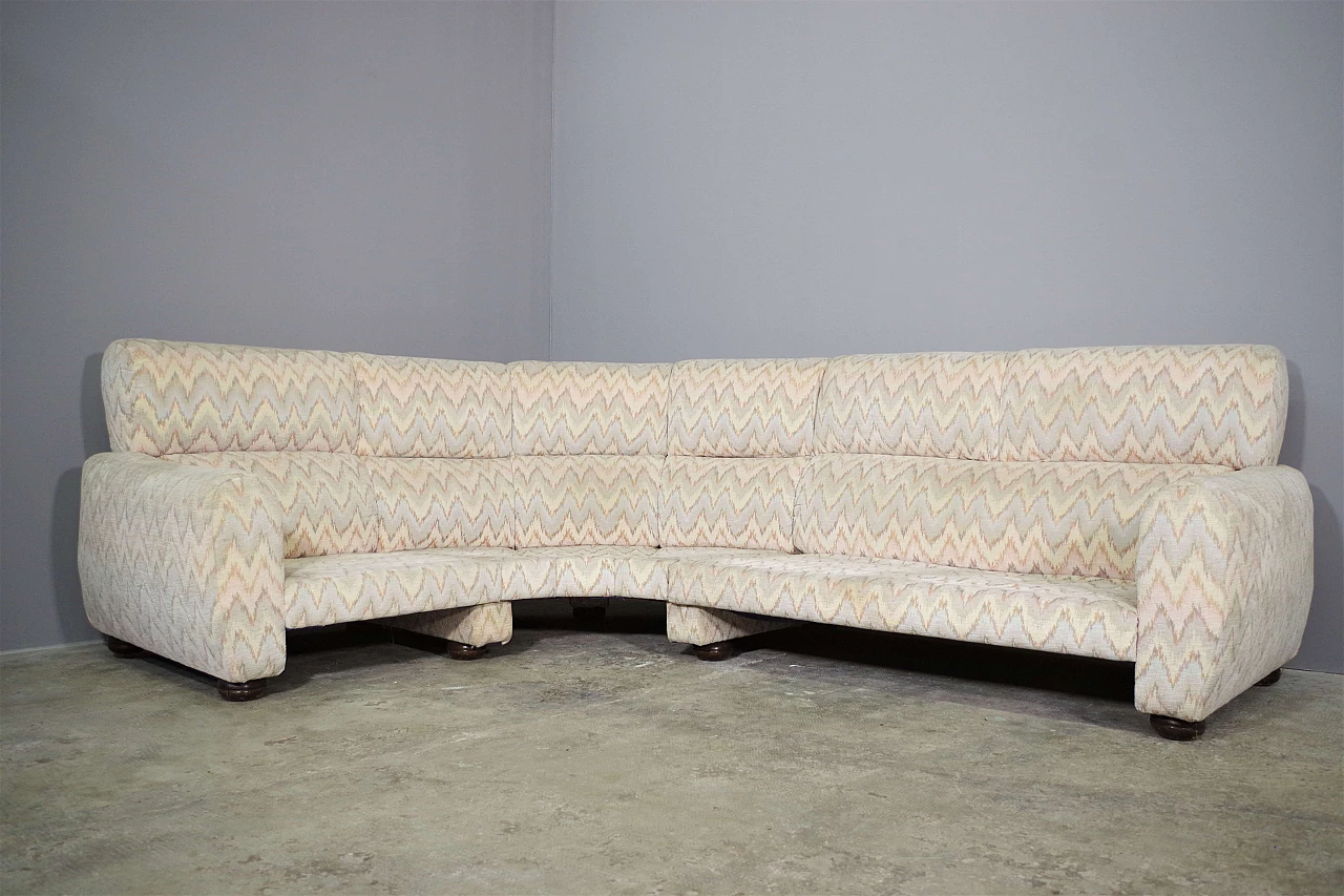 Divano in tessuto beige nello stile di Missoni, anni '70 11