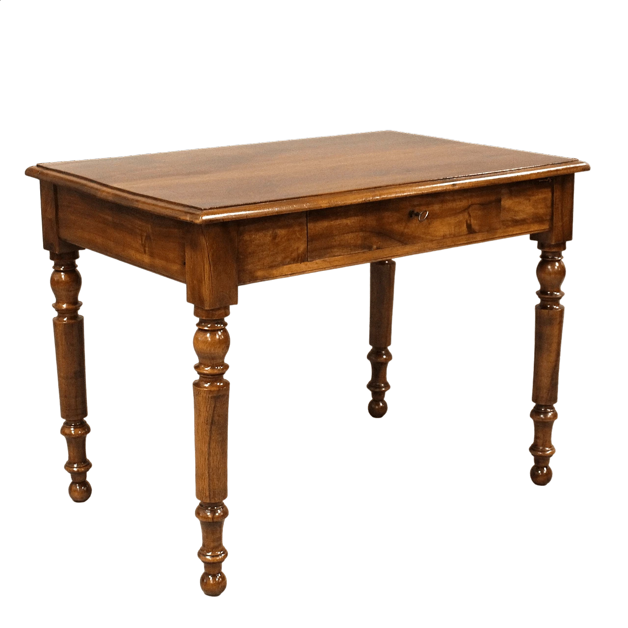 Louis Philippe solid walnut writing desk with drawer, 19th century 11