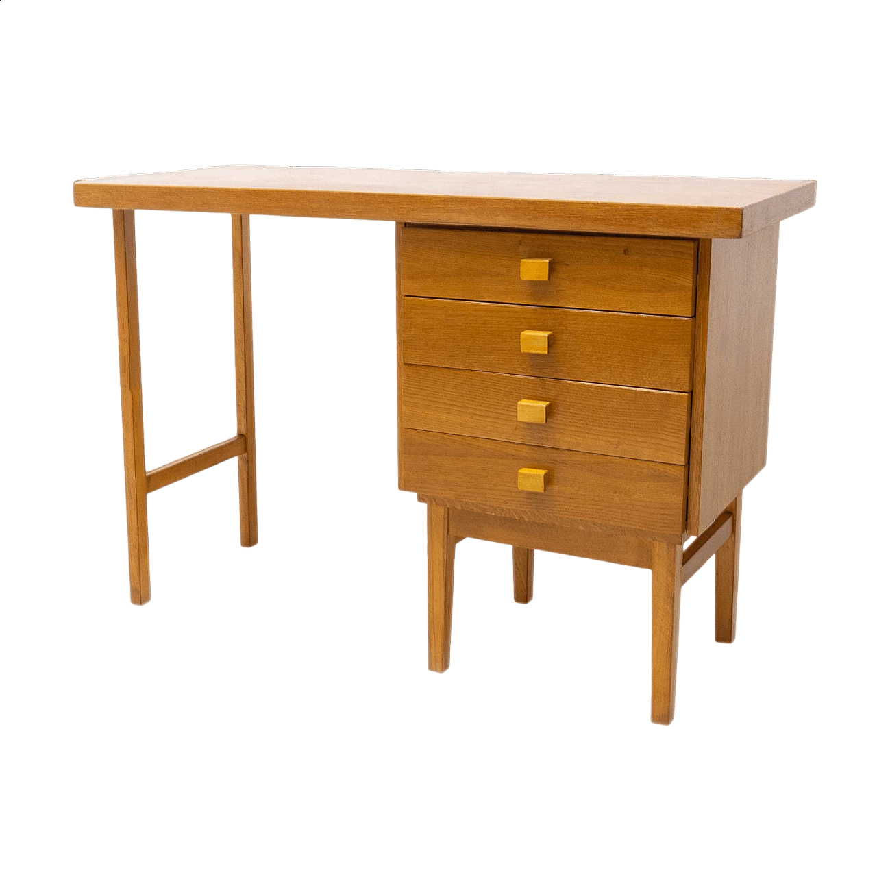 HIKOR beech desk with 4 drawers, 1980s 17