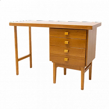 HIKOR beech desk with 4 drawers, 1980s