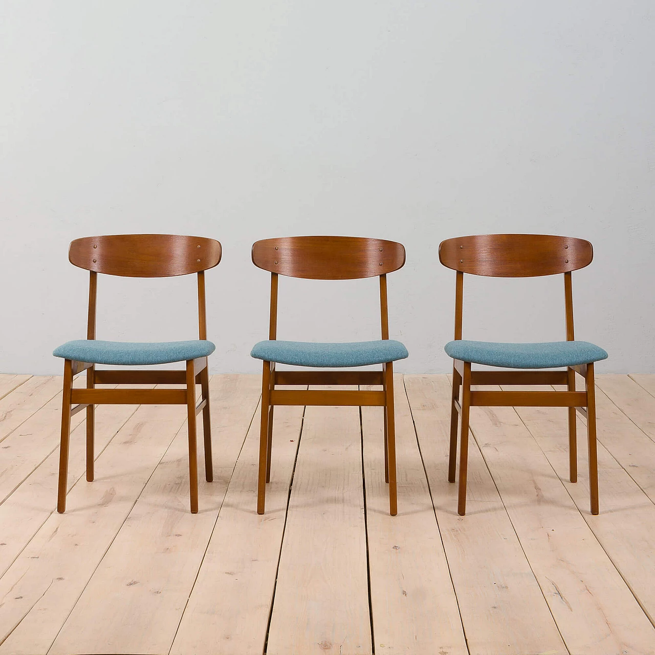 3 Danish teak chairs with wool seat for Farstrup, 1960s 2