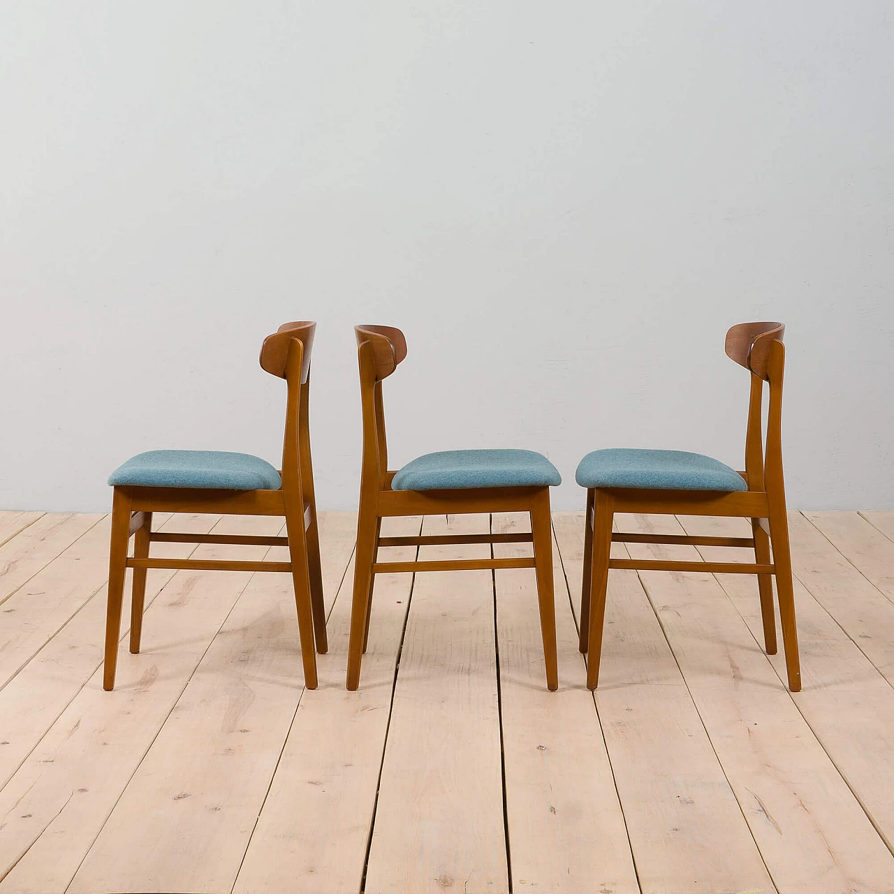3 Danish teak chairs with wool seat for Farstrup, 1960s 4