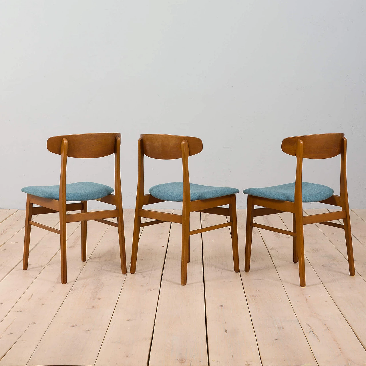 3 Danish teak chairs with wool seat for Farstrup, 1960s 5
