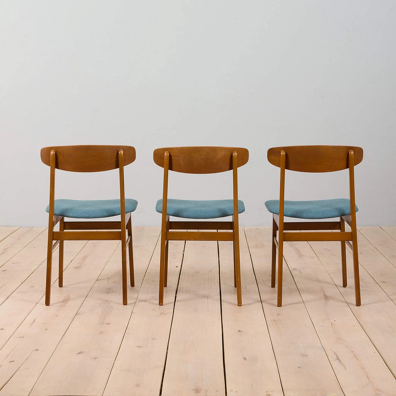 3 Danish teak chairs with wool seat for Farstrup, 1960s 6