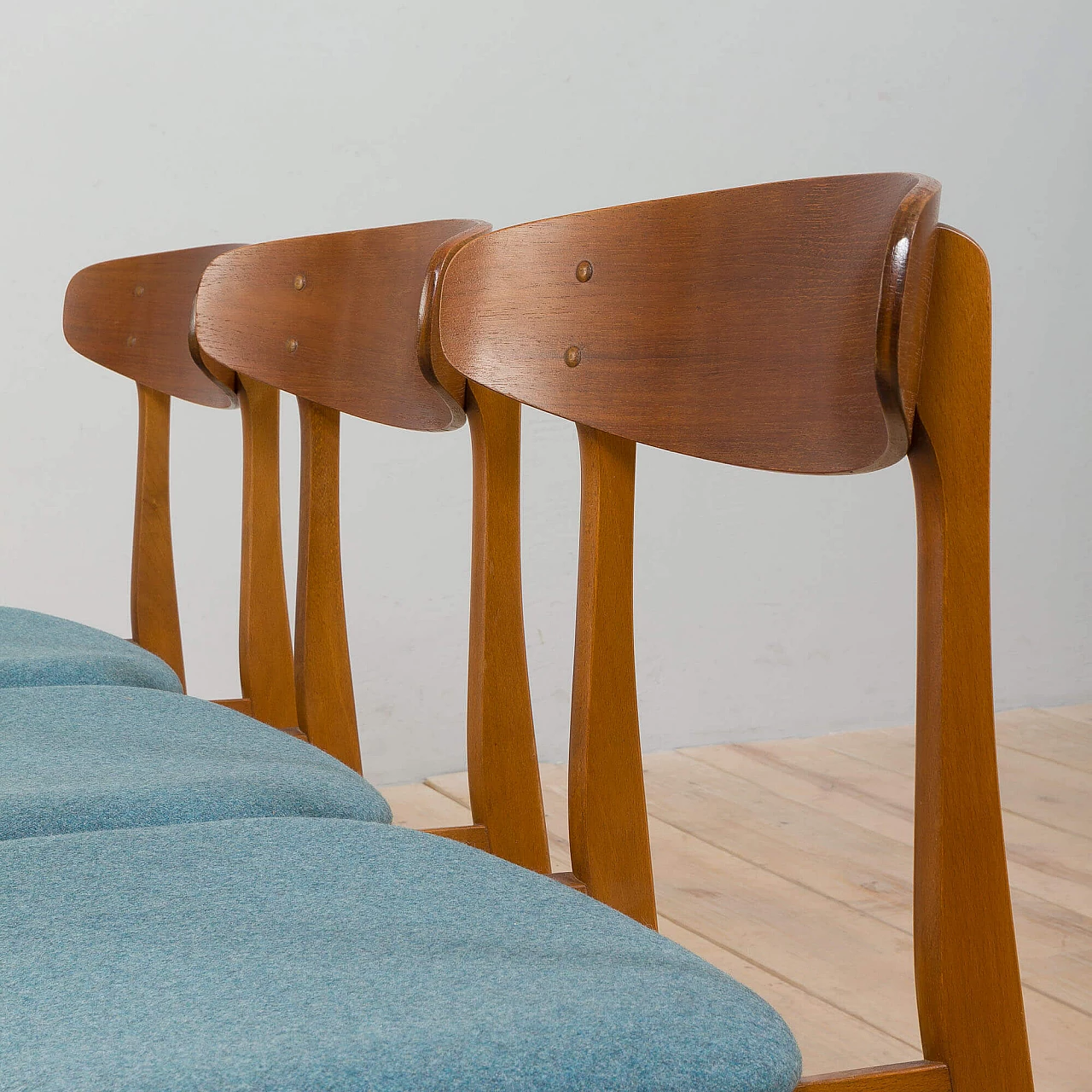 3 Danish teak chairs with wool seat for Farstrup, 1960s 8
