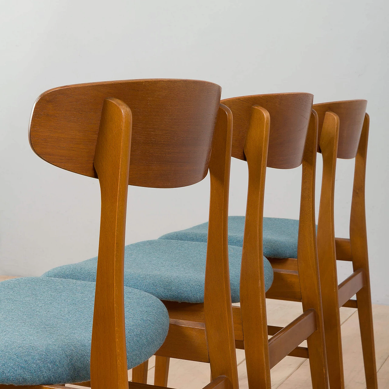 3 Danish teak chairs with wool seat for Farstrup, 1960s 9