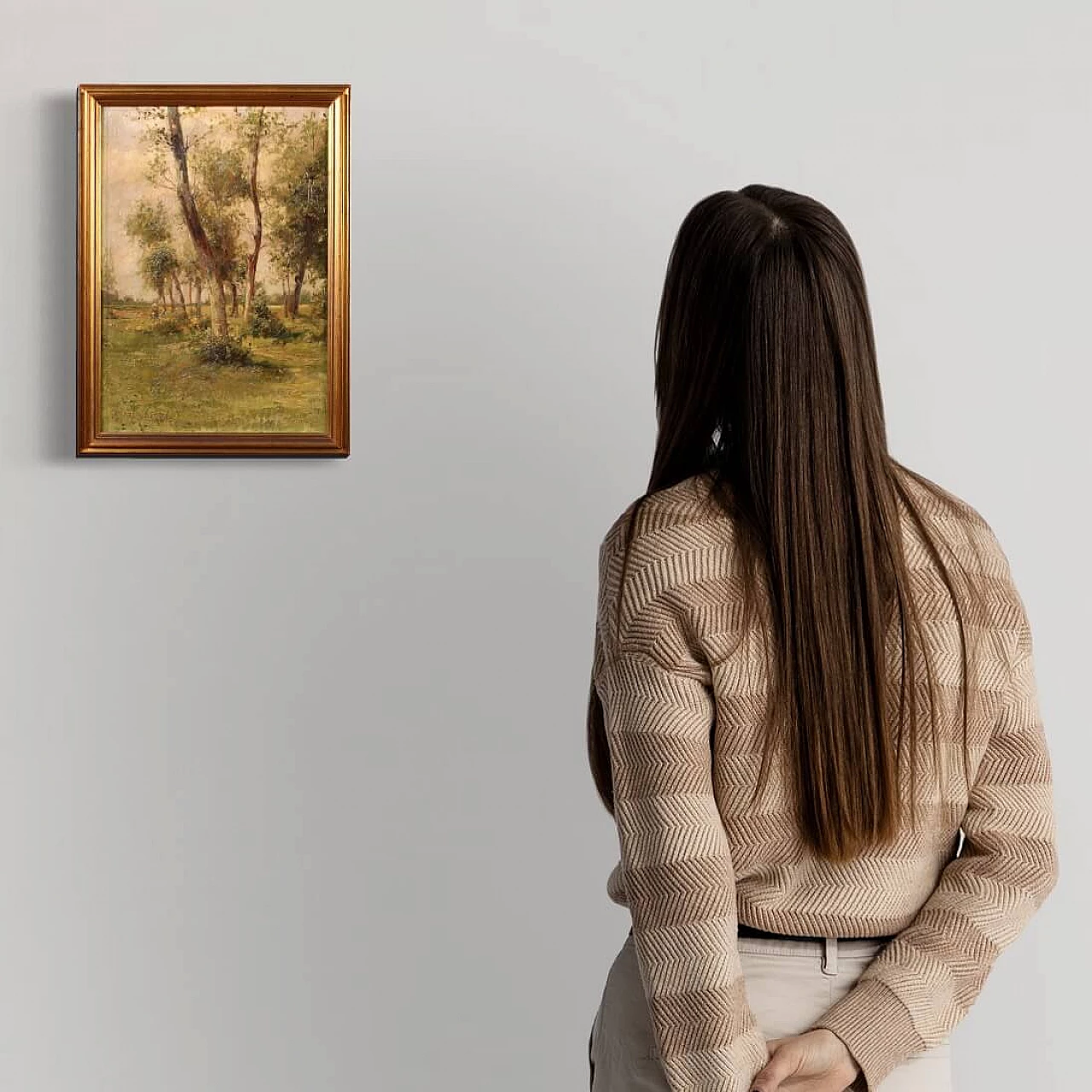 Paesaggio con alberi, olio su tavola di Mario Gheduzzi, primo '900 3