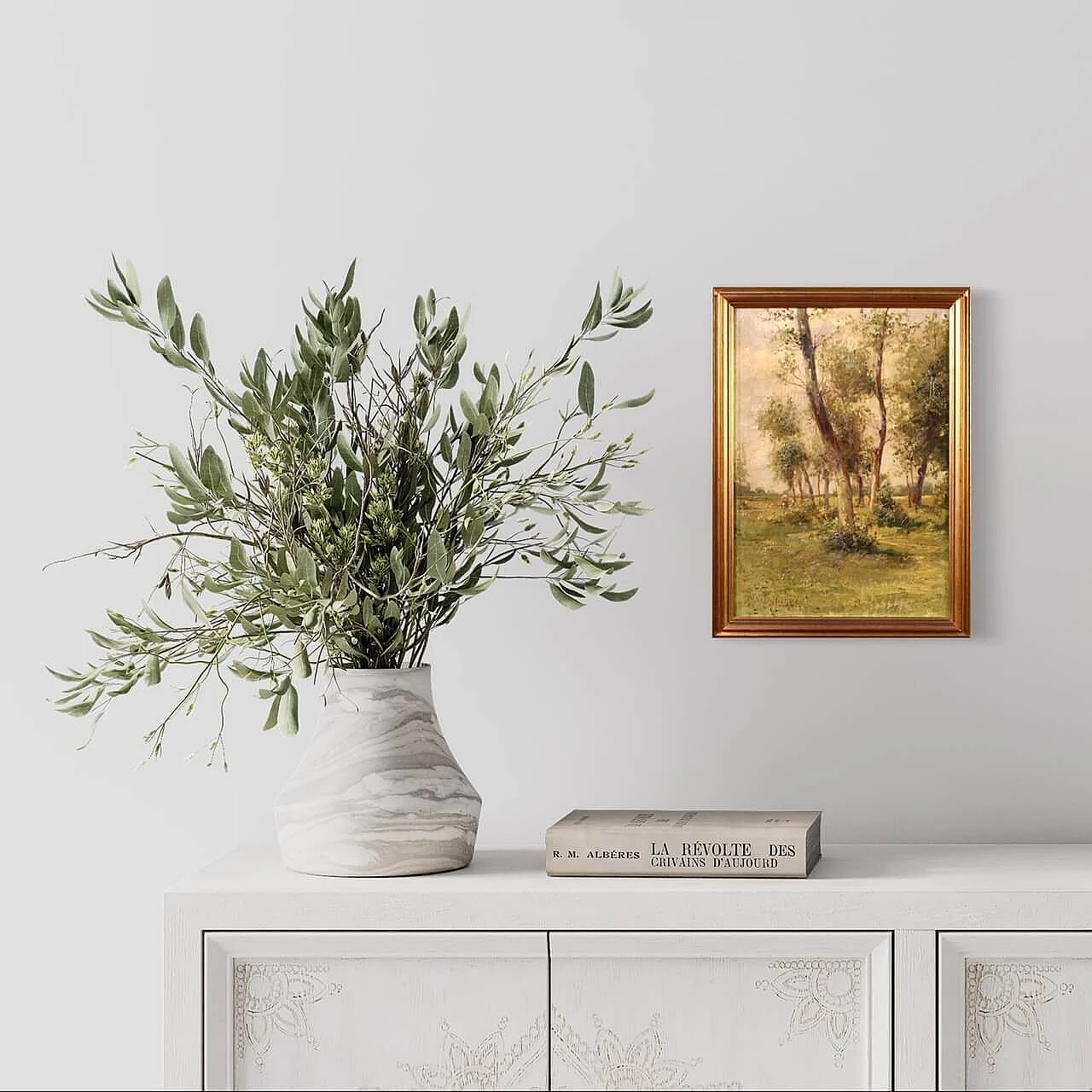 Paesaggio con alberi, olio su tavola di Mario Gheduzzi, primo '900 6