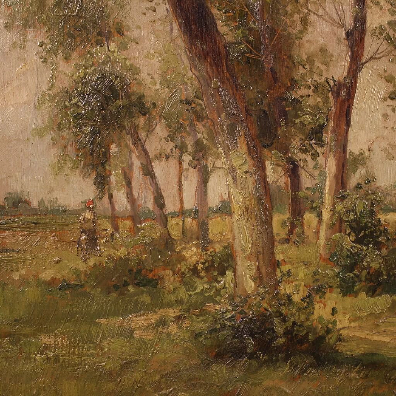 Paesaggio con alberi, olio su tavola di Mario Gheduzzi, primo '900 7