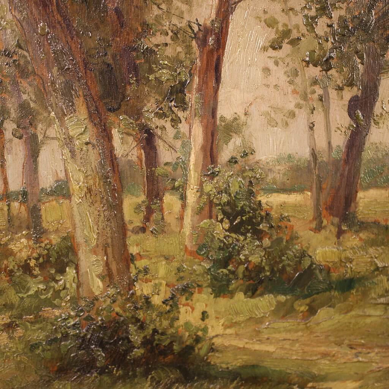 Paesaggio con alberi, olio su tavola di Mario Gheduzzi, primo '900 9