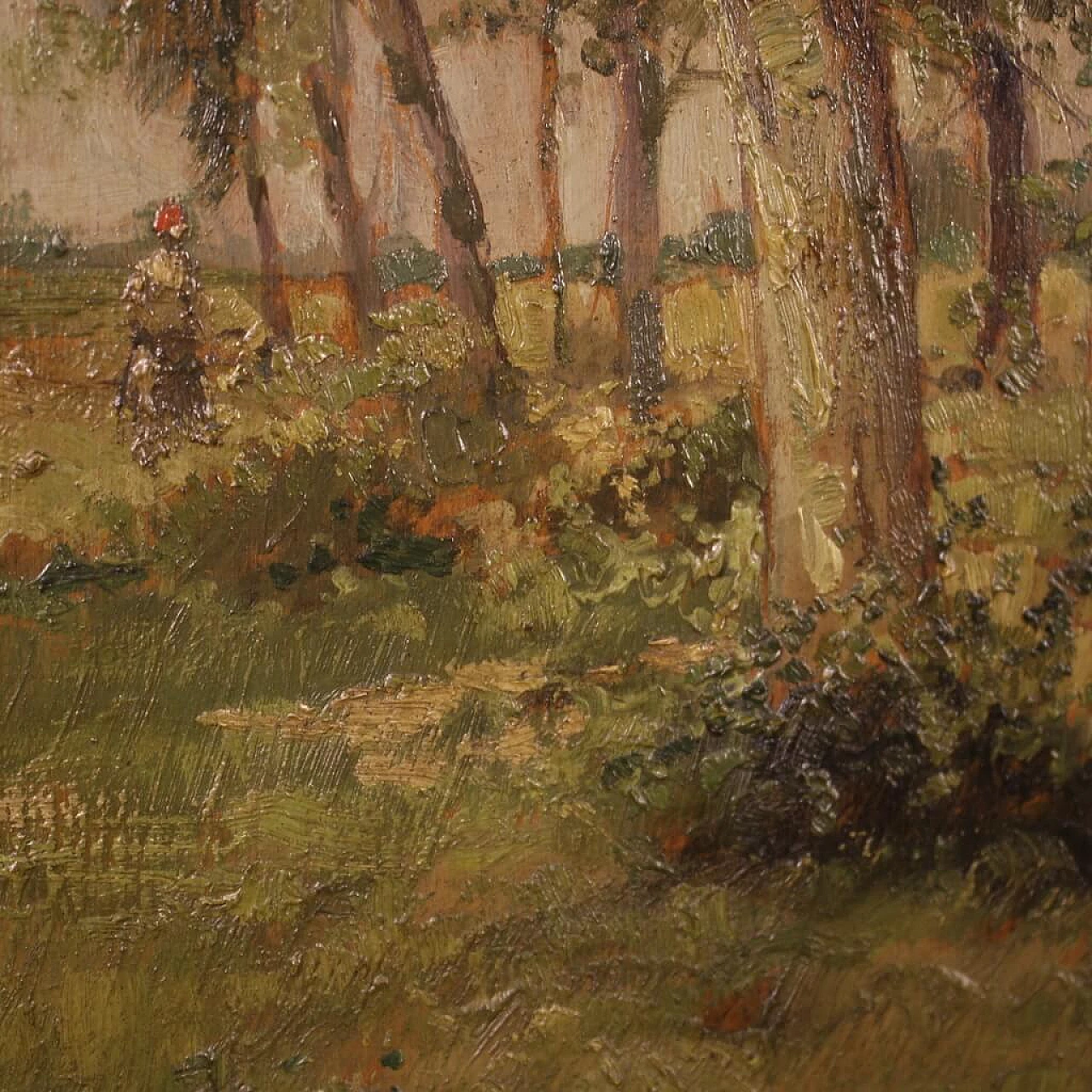 Paesaggio con alberi, olio su tavola di Mario Gheduzzi, primo '900 10