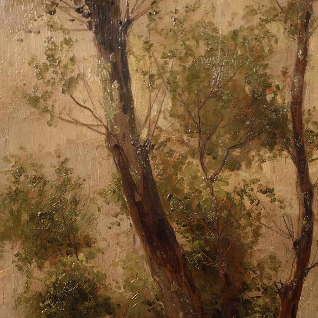 Paesaggio con alberi, olio su tavola di Mario Gheduzzi, primo '900 11