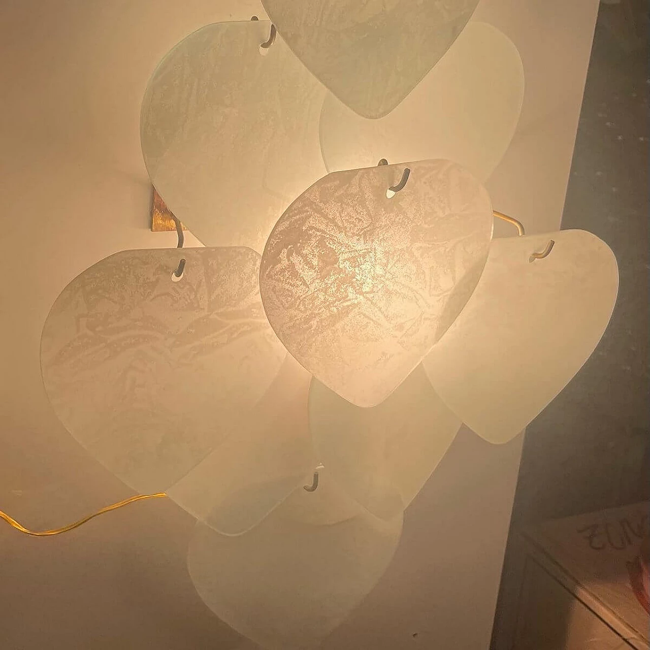 Coppia di applique in vetro a forma di cuore, anni '80 5