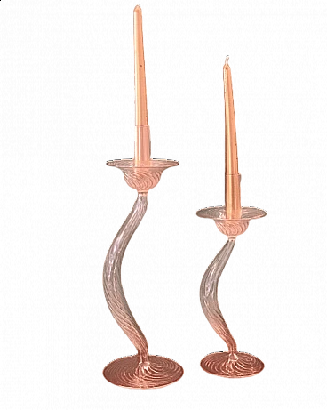 Coppia di candelabri in vetro La Murrina, anni '90