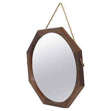 Mirror with hexagonal wooden frame by Campo and Graffi for Home, 1960s